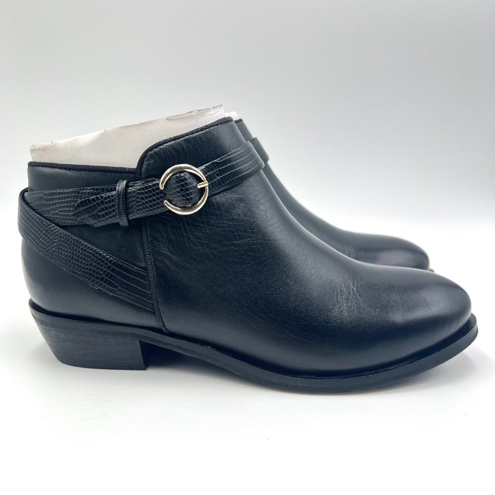 Softwalk Womens Size 6 6M Raven‎ Black Lizard Leather Ankle Boots Booties Shoes